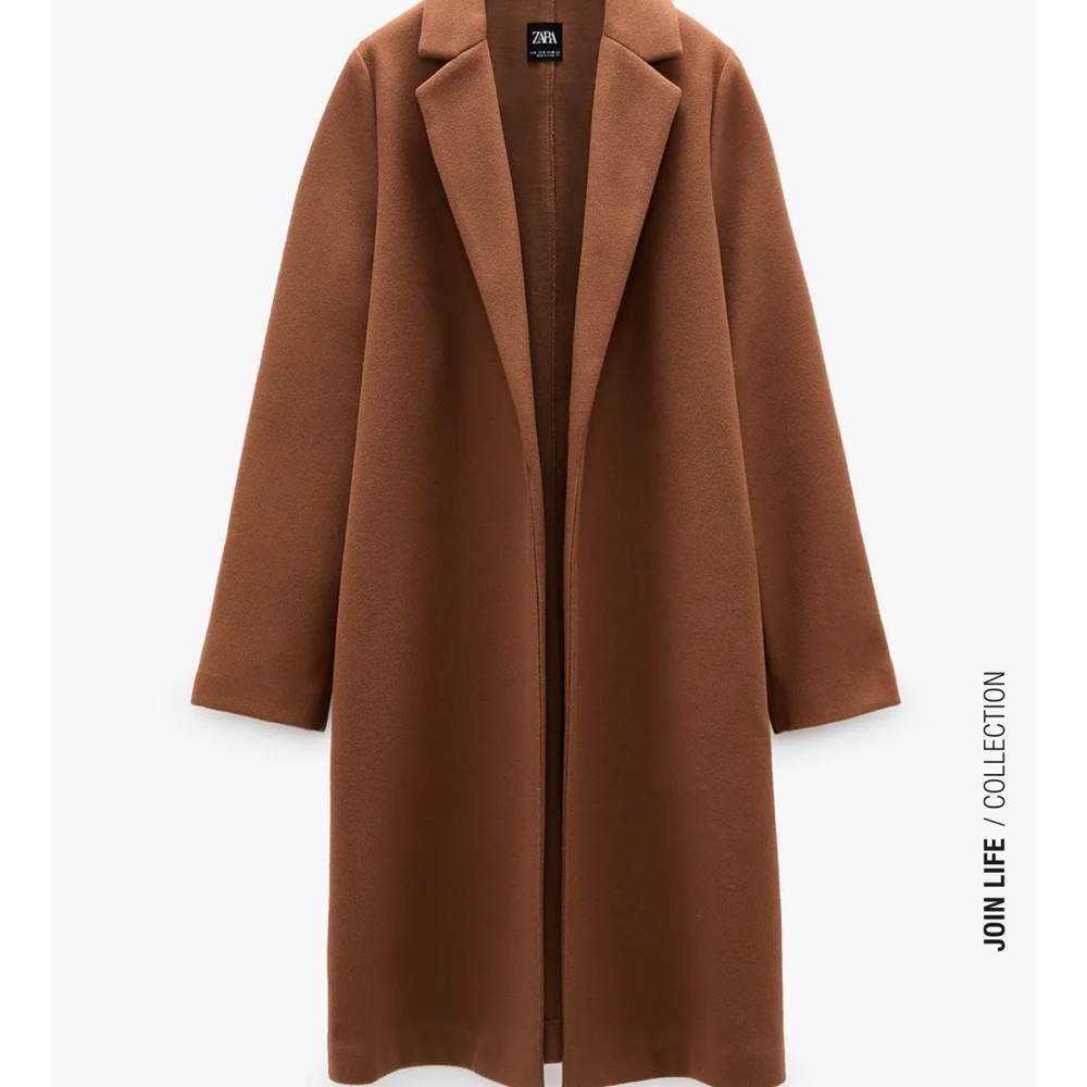 Tan Zara Coat with Lapel Collar